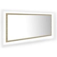 vidaXL LED Bathroom Mirror Sonoma Oak 100x8.5x37 cm Acrylic, Brown