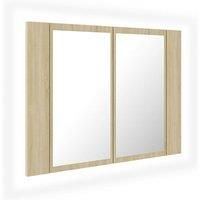 vidaXL LED Bathroom Mirror Cabinet Sonoma Oak 60x12x45 cm Acrylic