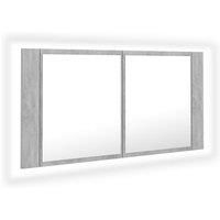 vidaXL LED Bathroom Mirror Cabinet Concrete Grey 90x12x45 cm Acrylic LSO UK