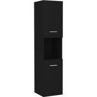 vidaXL Bathroom Cabinet – Modern Engineered Wood Storage Unit – Sleek Black Finish – Wall-Mounted Cabinet with 5 Compartments and 2 Doors – Dimensions 30x30x130 cm