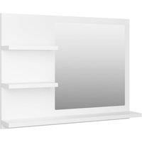 vidaXL Bathroom Mirror Home Decor Bathroom Washroom Storage Vanity Unit Wall Mounted Cosmetic Makeup Dressing Mirror White Chipboard
