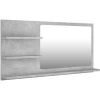 vidaXL Bathroom Mirror Modern Frame Plain Rectangle Bathroom Glass Mirror Wall Mounted Washroom Furniture Toilet Indoor Concrete Grey Chipboard