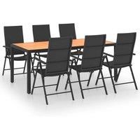Garden Dining Set 7 Piece Black and Brown Table Chairs Outdoor vidaXL