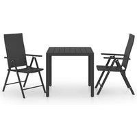 Garden Dining Set 3 Piece Black and Brown Table Chairs Outdoor vidaXL