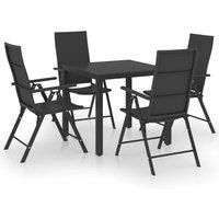 Garden Dining Set 5 Piece Black Table and Chairs Outdoor Furniture vidaXL