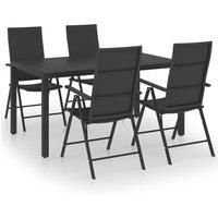 Garden Dining Set 5 Piece Black Outdoor Furniture Table and Chairs vidaXL