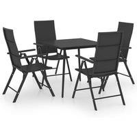 Garden Dining Set 5 Piece Black Furniture Table and Chairs Outdoor vidaXL