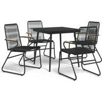 5 Piece Garden Dining Set Black PVC Rattan vidaXL