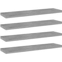 vidaXL Engineered Wood Bookshelf Boards 4 pcs, Modern Practical Storage Shelf, Living Room in Concrete Grey – 40x10x1.5 cm