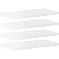 vidaXL High Gloss White Bookshelf Boards - Set of 4, Modern Look Engineered Wood Shelves for Living Room, Office, Bedroom, 40x20x1.5 cm, Easy to Clean