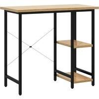 vidaXL Computer Desk Black and Light Oak 80x40x72 cm Mdf and Metal