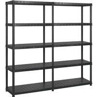 vidaXL Storage Shelf Storage Rack Display Shelf Storage Organiser Shelving Unit Office Garage Indoor Furniture 5-Tier Black Plastic