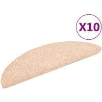vidaXL Self-Adhesive Stair Mats in Durable Needle-Punched Fabric, Brown - Pack of 10, Non-Slip, Washable, and Delicately Measuring 56x17x3 cm