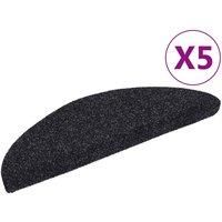vidaXL Self-adhesive Stair Mats 5 pcs Black 56x17x3 cm Needle Punch