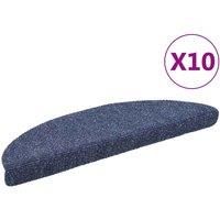 vidaXL Self-adhesive Stair Mats, Set of 10, Blue, 56x17x3 cm, Needle-punched Fabric, Anti-slip, Sound Dampening, Washable, Protecting Stairs from Scuffs and Slips