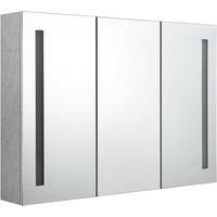LED Bathroom Mirror Cabinet Concrete Grey Washroom Storage Vanity Unit vidaXL