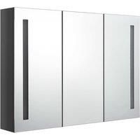 LED Bathroom Mirror Cabinet Shining Grey Washroom Storage Vanity Unit vidaXL