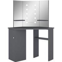 Corner Dressing Table with LED Home Make-up Furniture Multi Colours vidaXL