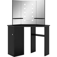 Corner Dressing Table with LED Home Make-up Furniture Multi Colours vidaXL