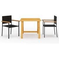 Garden Dining Set 3 Piece Black Table and Chair Patio Furniture Outside vidaXL