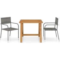 Garden Dining Set 3 Piece Patio Outside Chair and Table Black/Grey vidaXL