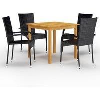 vidaXL 5 Piece Garden Dining Set Black