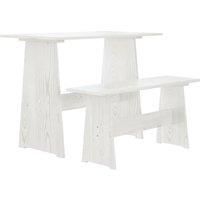 vidaXL Dining Table with Bench REINE White Solid Wood Pine