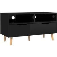 vidaXL TV Cabinet in High Gloss Black, Practical Design with Ample Storage Space, Made of Engineered Wood, Ideal for Living Room, Measures 90x40x48.5 cm