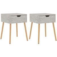 vidaXL Bedside Cabinets (2 pcs) with Drawer - Modern Design, Durable and Easy to Clean Engineered Wood, Concrete Grey - Perfect for Bedroom or Living