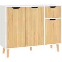 vidaXL Sideboard White and Sonoma Oak 90x30x72 cm Engineered Wood, Multi