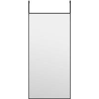 vidaXL Door Mirror- Black, Aluminium-framed, Adjustable Over-the-door Hooks for Versatile Height, Ideal for Bedrooms, Living Rooms, Corridors, No Assembly Required