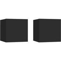 Wall Mounted TV Cabinets 2 pcs Black 30.5x30x30 cm