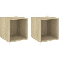 vidaXL 2x Wall Cabinets Storage Interior Indoor Storage Vanity Wall Mounted Furniture Hanging Floating Shelf Chipboard37x37x37 cm Sonoma Oak