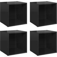vidaXL TV Cabinets - 4-Piece Set with High-Gloss Black Finish, Made from Durable Engineered Wood, Easy to Clean - Perfect for Living Room or Bedroom, Modern Style