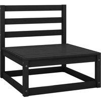 vidaXL Scandinavian Style Garden Middle Sofa, Black Solid Wood Pine, Modular Design, Suitable for Personalized Configurations
