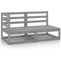 vidaXL 2 Piece Garden Lounge Set Grey Solid Pinewood