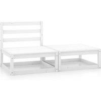 vidaXL Hardwood Garden Lounge Set - White - Outdoor Seating Furniture with Middle Sofa and Footstool - Scandinavian Style Lounge Set