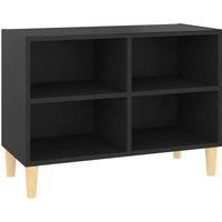 vidaXL TV Cabinet with Solid Wood Legs Home Indoor Entertainment Centre Bedroom Living Room Furniture Sideboard TV Stand Cabinet Black