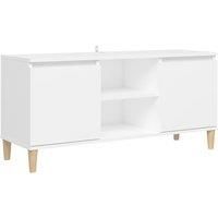 Vidaxl Tv Cabinet With Solid Wood Legs White 103 5X35X50 Cm
