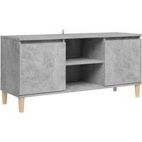 vidaXL TV Cabinet with Solid Wood Legs Indoor Entertainment Centre Bedroom Living Room Furniture TV Stand Unit Hifi Cabinet Concrete Grey