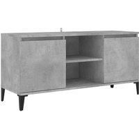vidaXL Industrial Style TV Cabinet with Metal Legs - Concrete Grey, Engineered Wood, Spacious Shelves & Compartments - 103.5x35x50 cm
