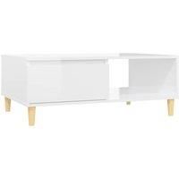 vidaXL High Gloss White Engineered Wood Coffee Table, Scandinavian Style Modern Design, Living Room Side Table with Ample Storage