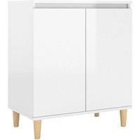 vidaXL Sideboard&solid Wood Legs High Gloss White 60x35x70cm Engineered Wood, White