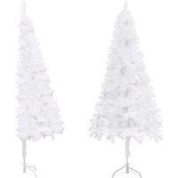 vidaXL White Artificial Corner Christmas Tree | Festive Holiday Decor | Space-saving PVC Christmas Tree with Steel Stand | Height: 240 cm