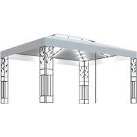 vidaXL Gazebo with Double Roof and LED String Lights Outdoor Activity Pavilion Garden Gazebo Patio Marquee Party Sunshade Canopy Tent 3x4 m White