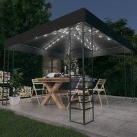 vidaXL Garden Marquee with LED String Lights Outdoor Activity Pavilion Garden Gazebo Patio Marquee Party Sunshade Canopy Tent Anthracite 3x3 m