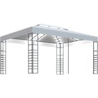 vidaXL Gazebo with LED String Lights Outdoor Activity Pavilion Garden Gazebo Patio Marquee Party Sunshade Canopy Tent with LED 4x3x2.7 m White
