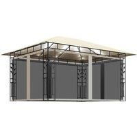 vidaXL Gazebo with Mosquito Net and LED String Lights Outdoor Activity Pavilion Garden Gazebo Patio Marquee Party Sunshade 4x3x2.73 m 180 g/m² Cream
