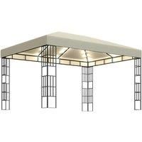 vidaXL Gazebo with LED String Lights Outdoor Activity Pavilion Garden Gazebo Patio Marquee Party Sunshade Canopy Tent with LED 3x4 m Cream