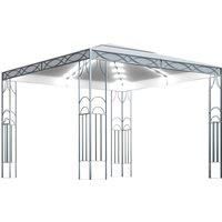 vidaXL Gazebo with LED String Lights Outdoor Activity Pavilion Garden Gazebo Patio Marquee Party Sunshade Canopy Tent 300x300 cm Cream